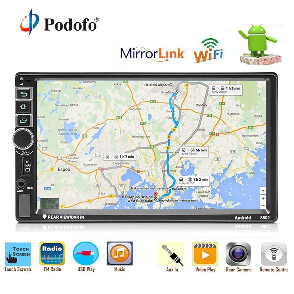 

Podofo 2 Din Car Multimedia Player Android 7" Car Radio Mirror Link GPS Bluetooth USB FM Car Audio Players Support Back Camera