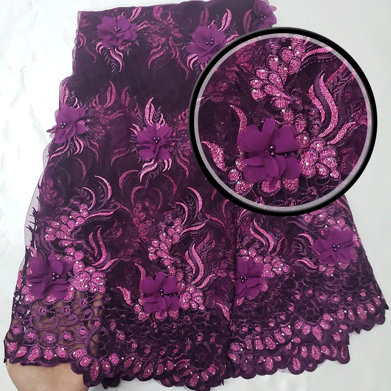 

Factory price 3DStereo Applique lace Brand African French net lace with Pearls Fabrics for Wedding lace Dresses Wins688aPeach