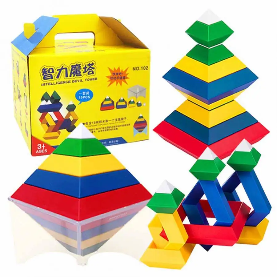 

Kids Children DIY Assembly Pyramid Building Blocks Magic Model Puzzle Educational Toy