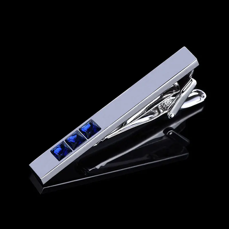 

Crystal Tie Clips for Mens Silver Metal Wedding Necktie Clasp Gentleman Tie Bar Pin for Man Gift