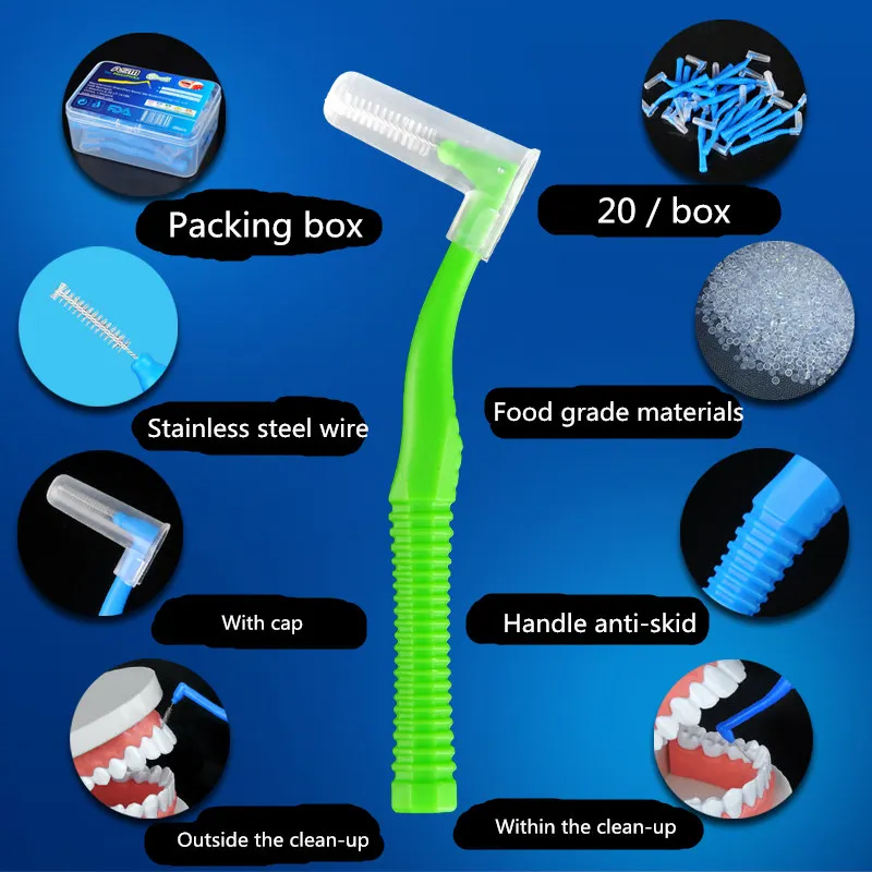 Cleanpik L formas limpiezas Cepillo Interdental 0,7mm Cepillo Dental cepillo de Dientes Cleanpik L formas limpiezas Cepillo Interdental 0,7mm Cepillo Dental cepillo de Dientes