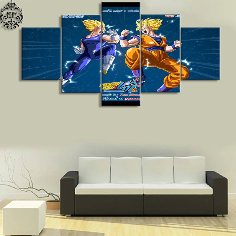 

Modern Wall Art 5 Pieces Dragon Ball Goku And Vegeta Canvas Painting Home Decor Pictures Canvas Printed Animation Poster Artwork