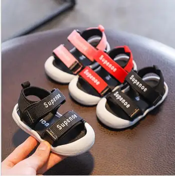 

Summer men and women baby beach sandals soft bottom toddler shoes 0-4 years old anti-kick baby baotou sandals beach shoes