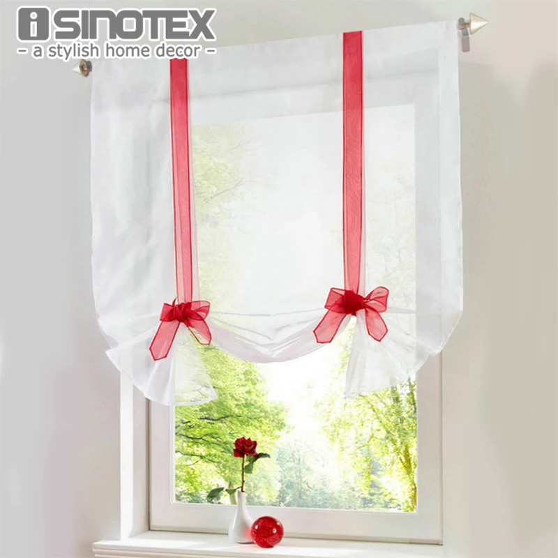 

"Butterfly" Roman Curtain Embroidered Sheer Window Panel Drape For Kitchen Living Room Voile Screening Rod Pocket Bowknot
