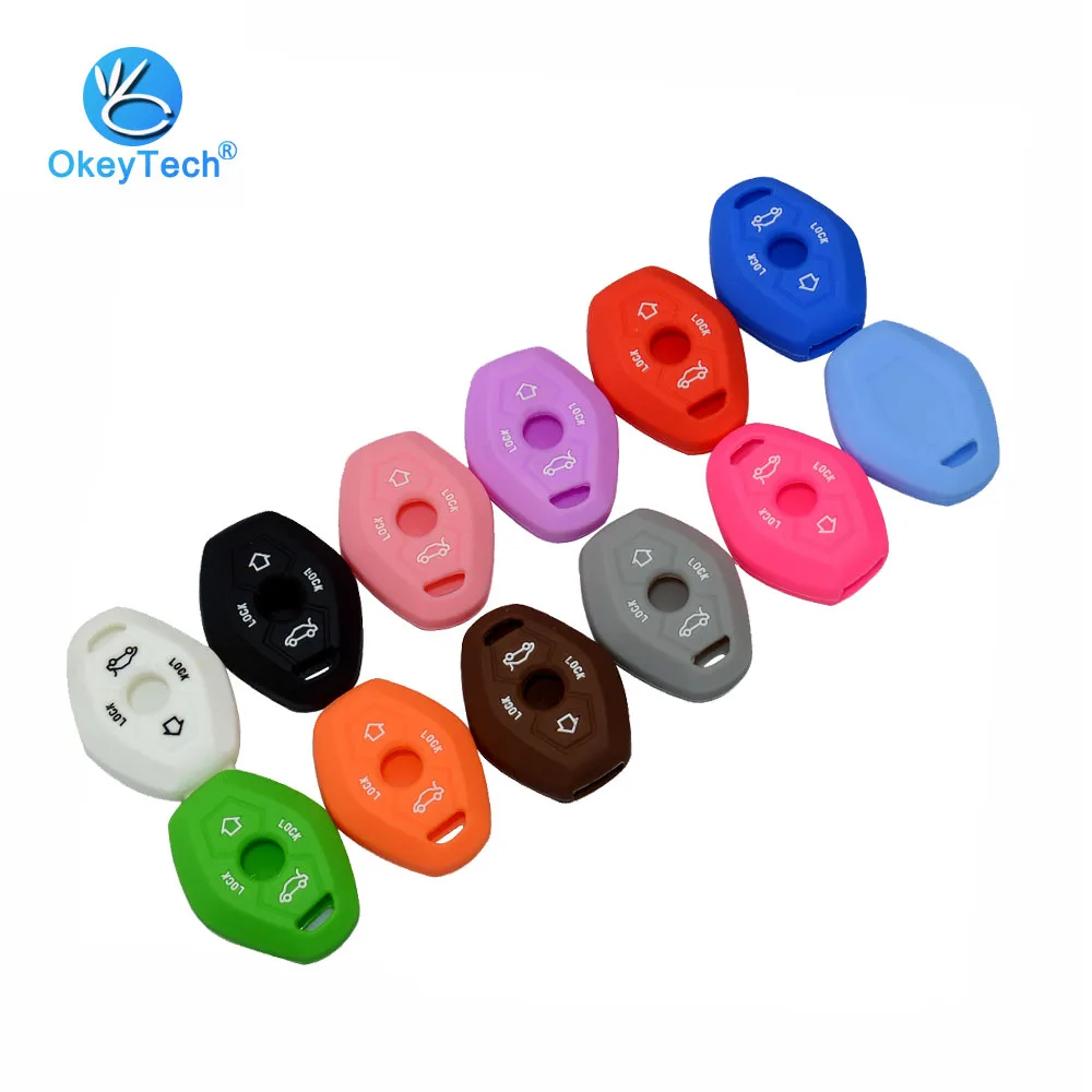 

OkeyTech Silicone Case Key Cover Protective Rubber Fob Sticker For BMW X3 X5 Z3 Z4 3 5 7 Series E38 E39 E46 E83 Car Accessories