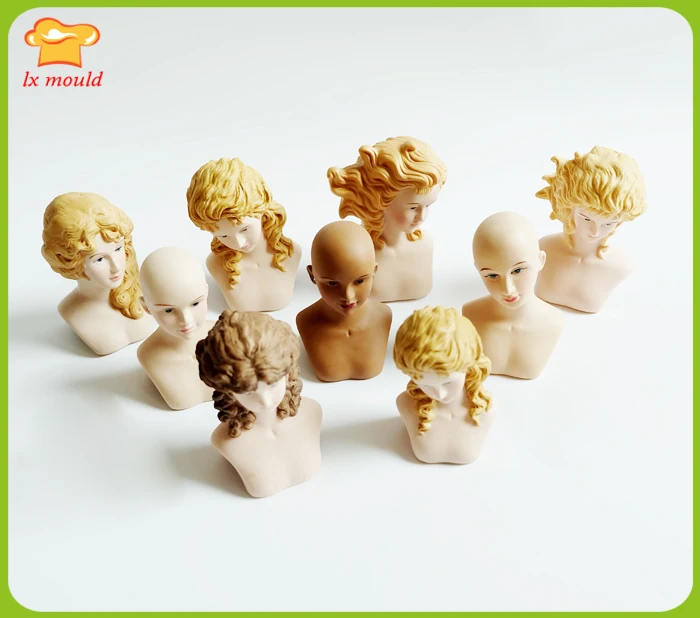 

2018 new fondant doll half body mold DIY hand-made soft silicone human body mold girl head mold