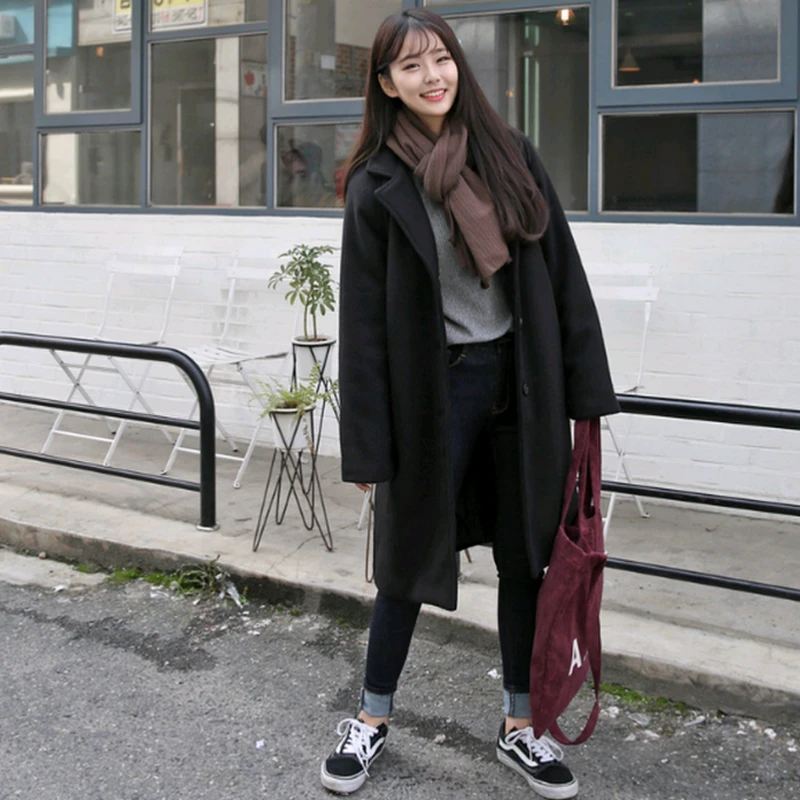 

abrigos mujer invierno 2019 autumn winter Korean Slim women's wool coat wild fashion plus size long woolen coats veste femme