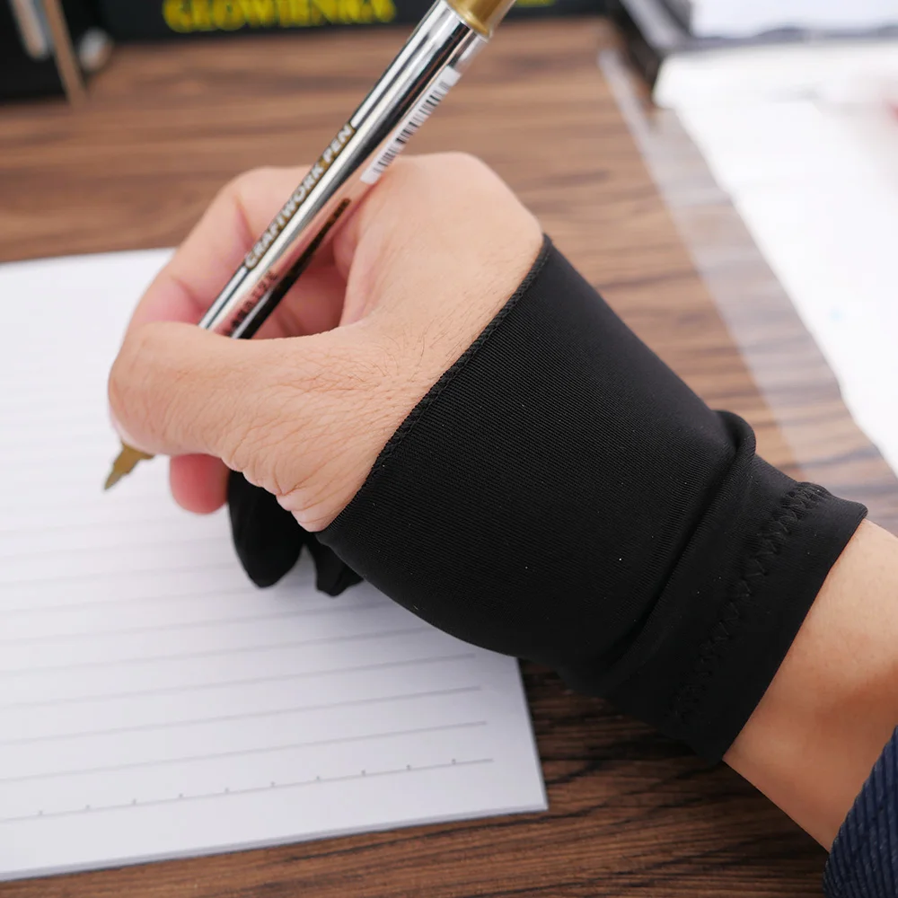 Unisex Black Acrylic Two Fingers Gloves Drawing Painting Antifouling Glovesin Men's Gloves from