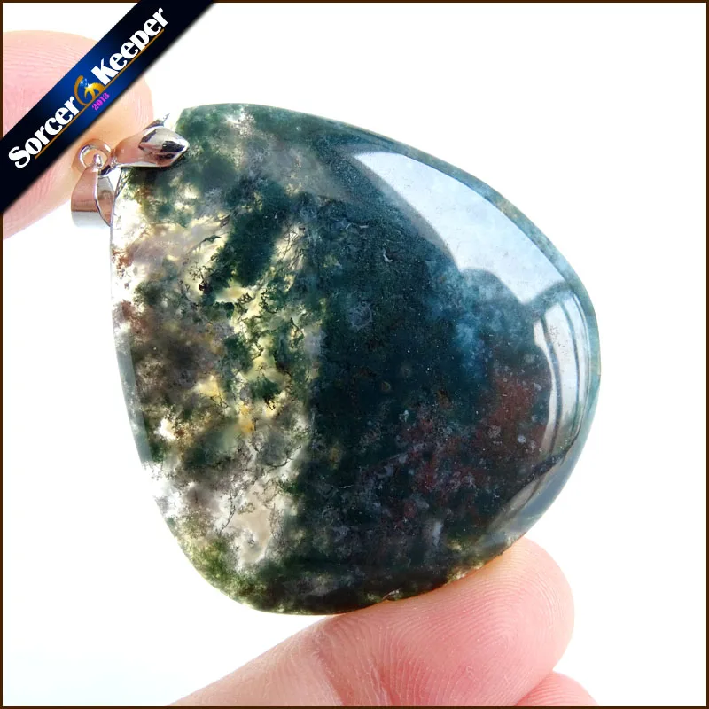 

Free Shipping Fashion Jewelry Natural Dendritic Moss Agates Stone Drop Pendant Necklace Timeless Gift For Girl friend SS138