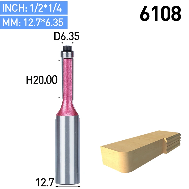 HUHAO 1 шт. 1/" хвостовиком флеш отделка фрезы для дерева обрезки фрезы с подшипником Деревообработка промышленный Класс фрезерные резак - Длина режущей кромки: 6108