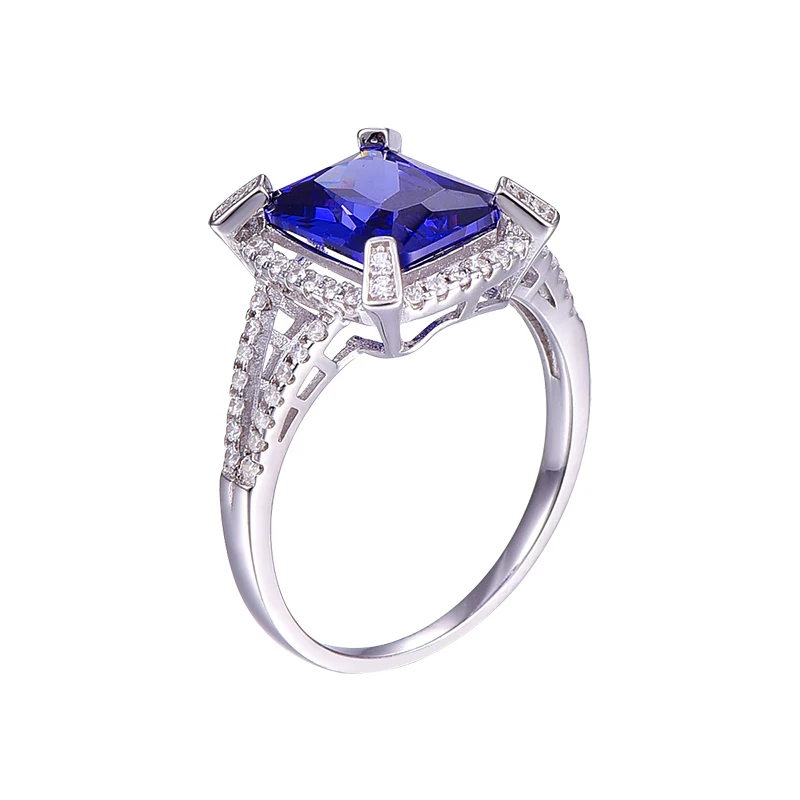 JQUEEN Luxury 5ct Blue Sapphire Ring Solid 925 Sterling Silver Jewelry Emerald Design Fabulous Charm Brand Hot Sale For Women