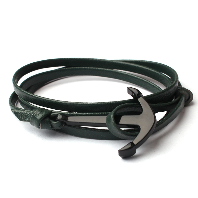 Черный Якорь многослойные кожаные браслеты и браслеты модный винтажный браслет для мужчин и женщин мода дружба подарок SL009