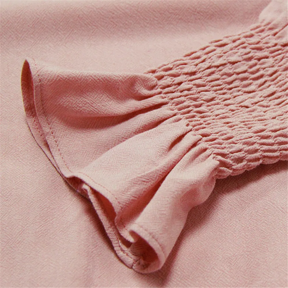 Vintage Women's Blouse Tshirt 2018 Spring New Cotton Linen Blouses Embroidery Flare Sleeve Flower Ruffles Hem Loose Women Shirt (4)