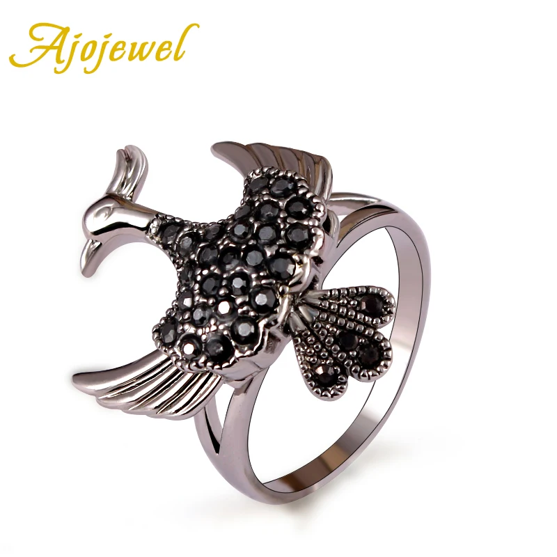 

#6-8 Free Shipping Vintage Animal Jewelry 18K White Gold Plated Swan Ring