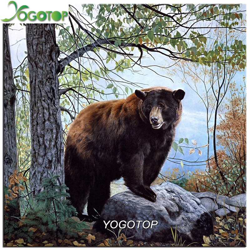 

YOGOTOP DIY 5D Diamond Embroidery Diamond Mosaic forest bears Square Needlework Full Diamond Painting Cross Stitch Kit VS506