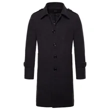 AOWOFS зимнее пальто для мужчин, длинное шерстяное повседневное мужское пальто, однобортное мужское пальто, верблюжья черная серая ветровка