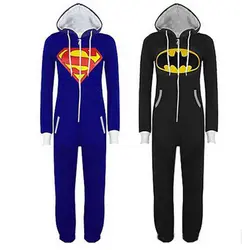 Бесплатная доставка новый мужской пижамы для взрослых пижамы Onesie мужские и женские Бэтмен Супермен одна часть пижамы для сна пижамы