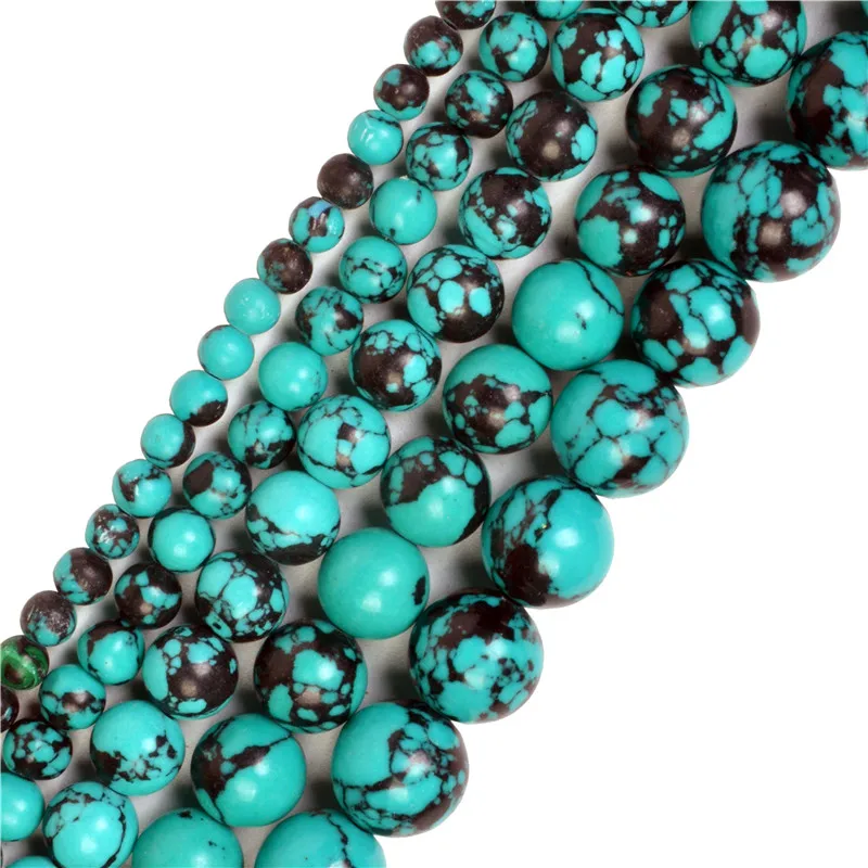Искусственный камень зеленый черный бирюза Howlite Круглые свободные шарики из