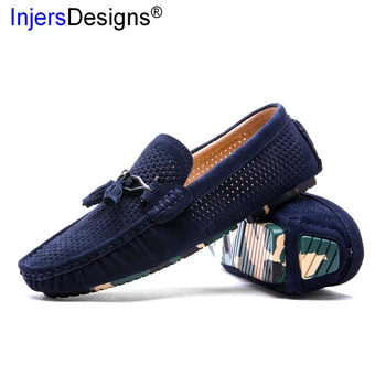 

New Punching Breathable Loafers Summer Men Shoes Slip-On Lazy Boat Shoes Men Soft Moccasins Fashion Light Casual Driving Shoes