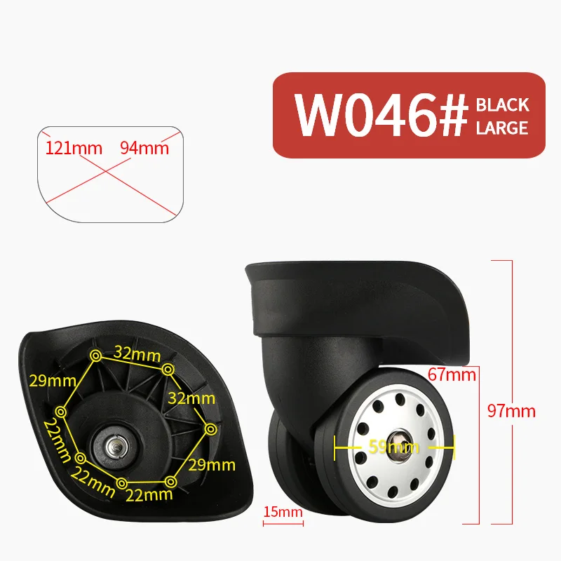W046 чемодан на колесиках, аксессуары для чемоданов на колесиках, аксессуары для чемоданов, сменный чемодан на колесиках для путешествий, ролики для багажа - Цвет: W046 Large Black