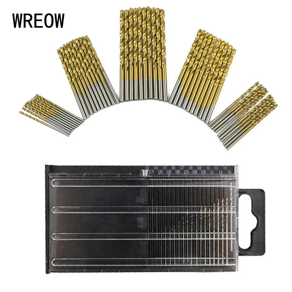 20pcs/50pcs Mini Drill Bit Set HSS Titanium Metal Twist Drill Bit Tools