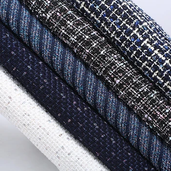 

5 Patterns 145CM Wide 500G/M Weight Knitted Blue White Wool Acrylic Fabric for Autumn and Spring Dress Overcoat Jacket E568