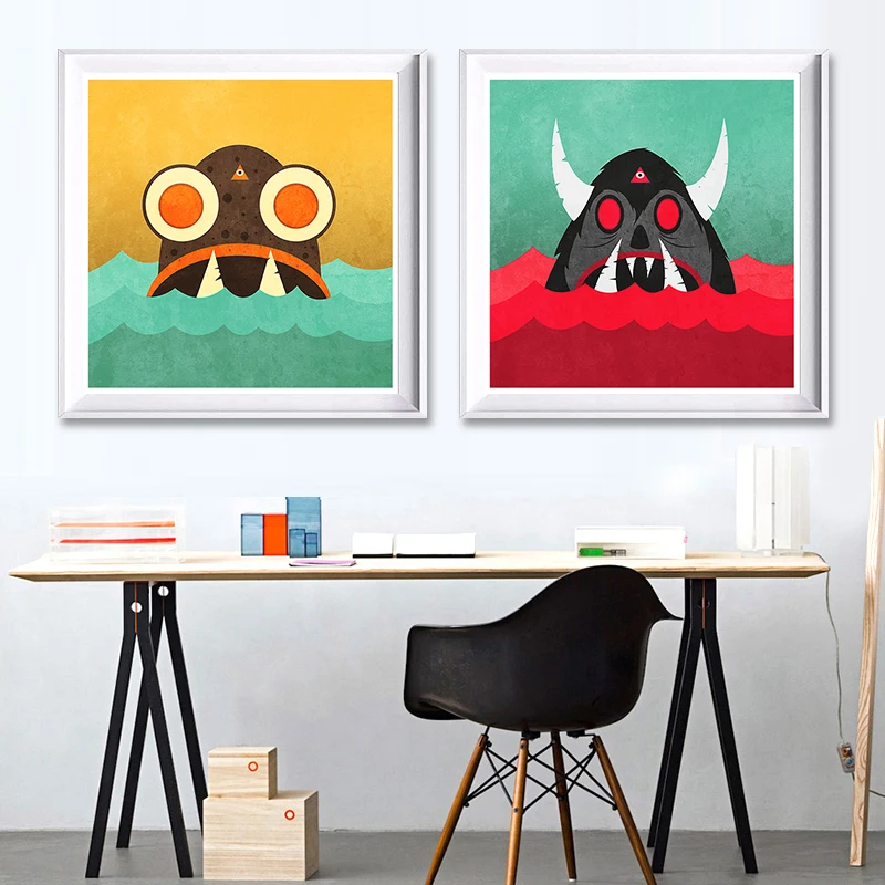 Cartoon Animals Canvas Art Print Painting Poster, Wall Picture for Home