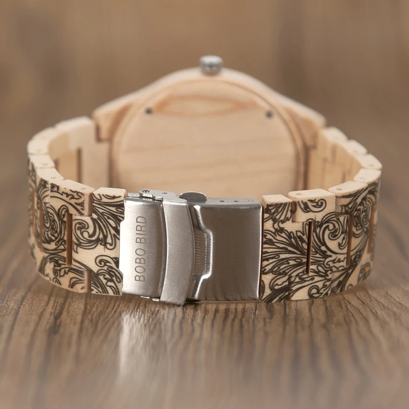 BOBO BIRD Men wooden watches Unique Design Vintage Quartz Analog Wristwatch Custom logo as Gift