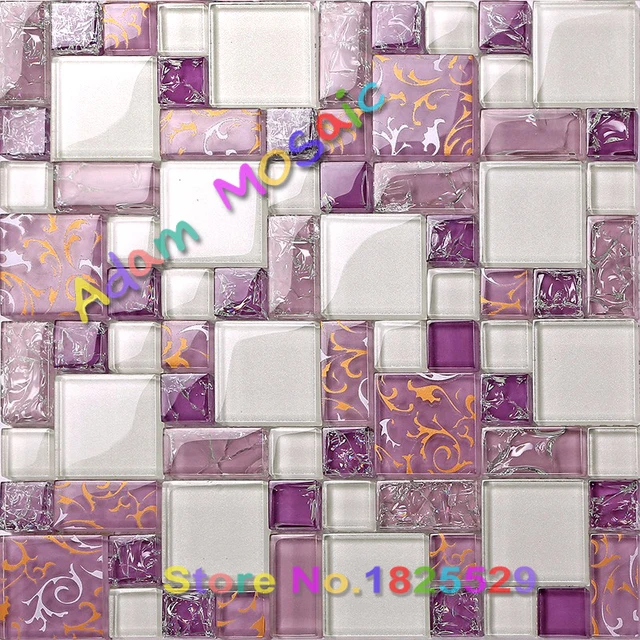 Purple Tile Backsplash Gl Mosaic Art Kitchen Tiles Le Purple Tile Backsplash Gl Mosaic Art Kitchen Tiles Le Bathroom Wall Frosted Shower Deco Fl Paint Carving Flower
