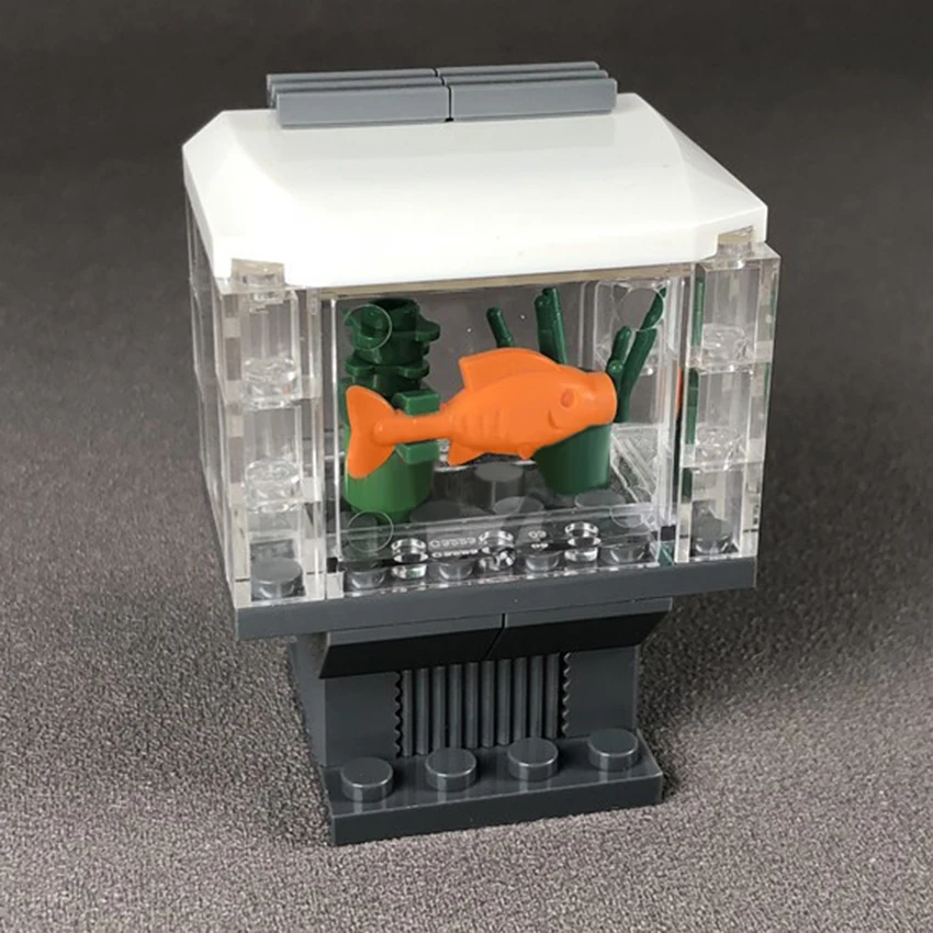 

Fish Tank Case Box Fish Grass Building Blocks City MOC Accessories Small Bricks Model Kits Set DIY Toys for Kids