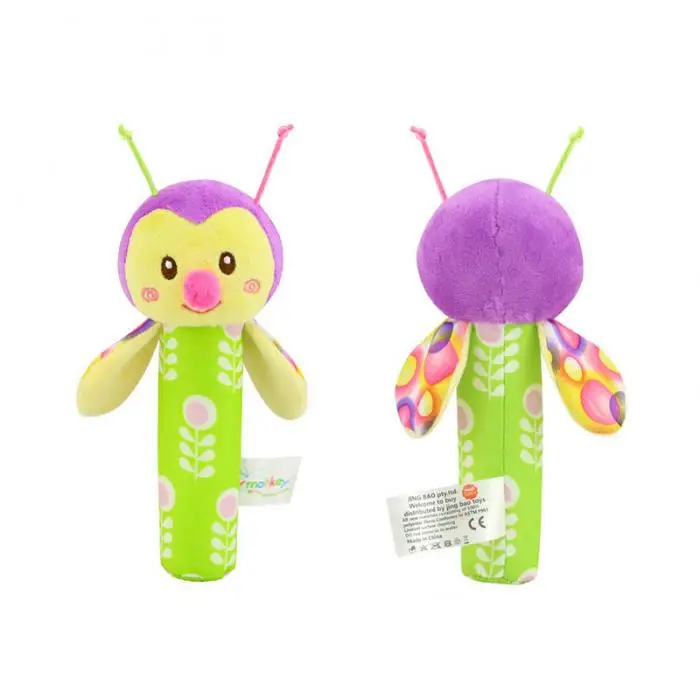 Счастливый обезьяна детские плюшевые игрушки для новорожденных ручной Мобильная погремушка биби-палка мягкие обезьяна/Би/бабочка/Кролик
