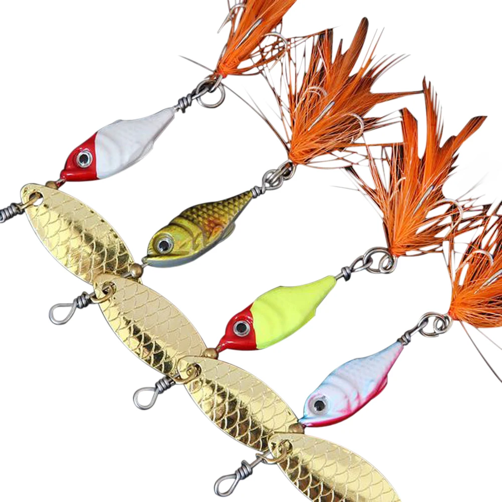 

5Pcs/Set Artificial Baits Metal Spinner Soft Fish Bait Fishing Lure Hard Lure Fly Fishing Feather Hooks Lures Wobbles Accessory