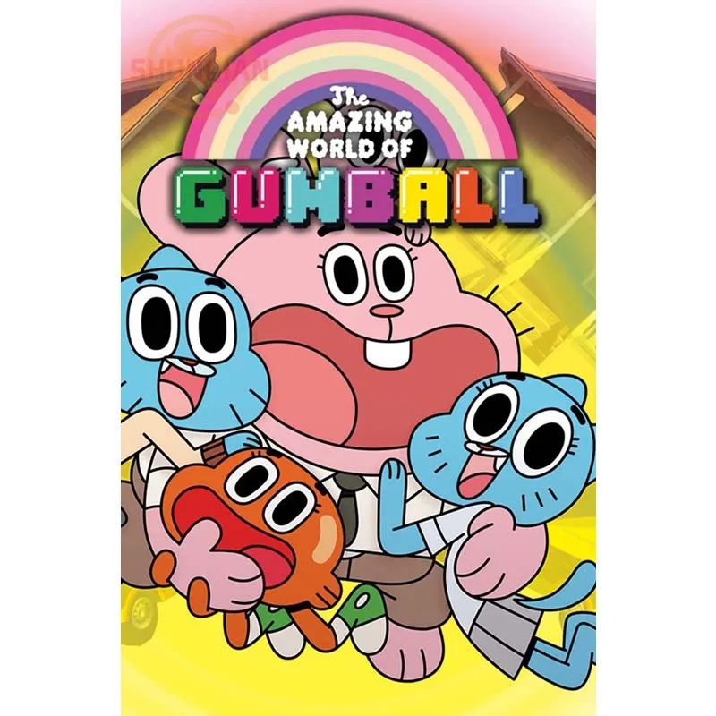 Удивительный мир Gumball Плакат на заказ холст плакат художественная отделочная ткань для дома ткань настенный плакат печать шелковая ткань - Цвет: Прозрачный