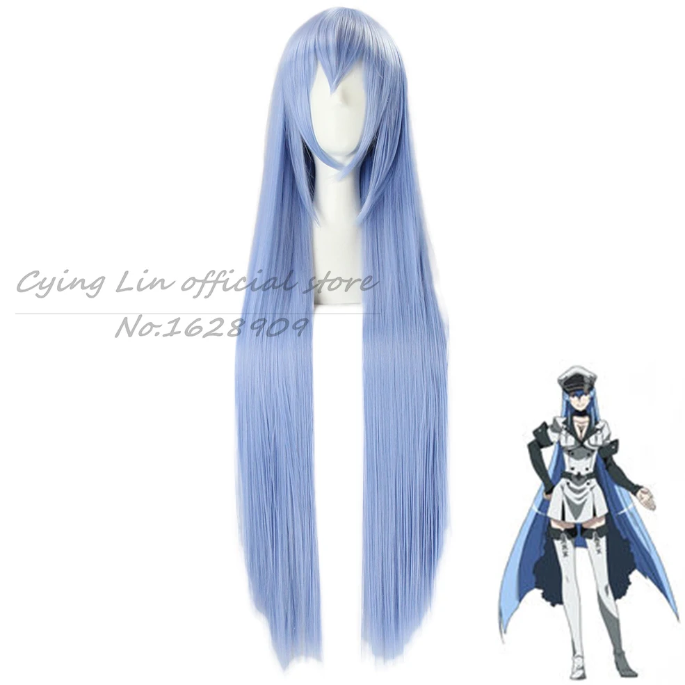 akame ga kill esdeath cos wig smoke blue 100cm anime synthetic hair peruca akame ga kill esdeath cos wig smoke blue 100cm anime synthetic hair peruca
