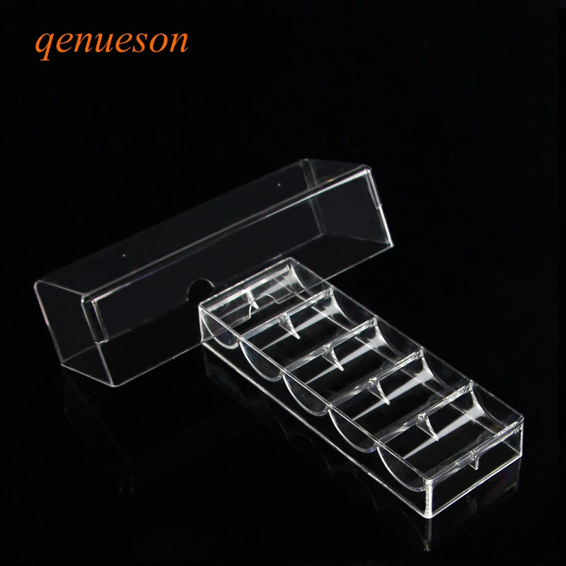 

High Quality Texas Poker Chips 100Pcs Box Transparent Acrylic Portable Game Chip Box Baccarat Box Tray Casin Board game qenueson