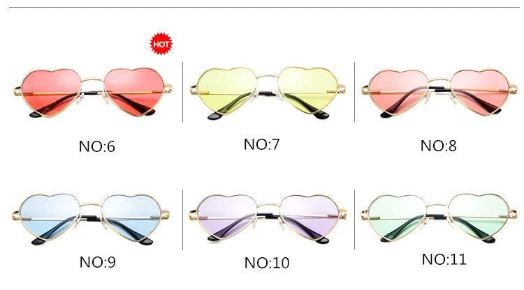 Love Heart Shape Sunglasses Women  Rimless Frame Tint Clear Lens Colorful Sun Glasses Red Pink Yellow Shades 2018 (8)