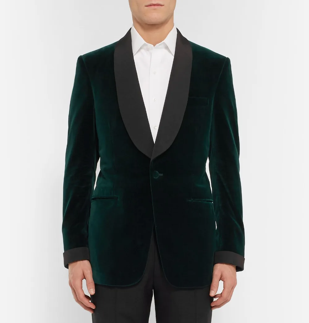 Green Velvet Tuxedo Jacket Designs Custom Made Men Suit jacket Elegant Smoking Dinner Jacket 