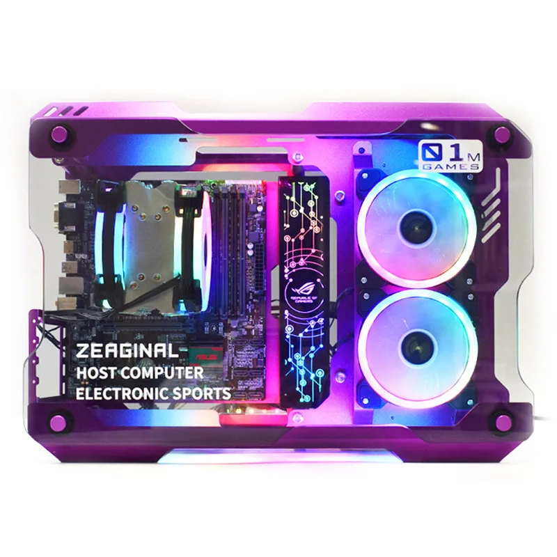 DIY полностью алюминиевый сплав PC игровая подставка из закаленного стекла MATX