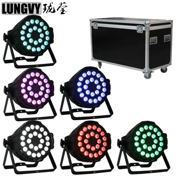 

Free Shipping 6pcs/Lot 6IN1 Flightcase Packing Indoor Led Par Light 24*10w 4in1 RGBW Led Par Can Lights DJ Disco Strobe Light
