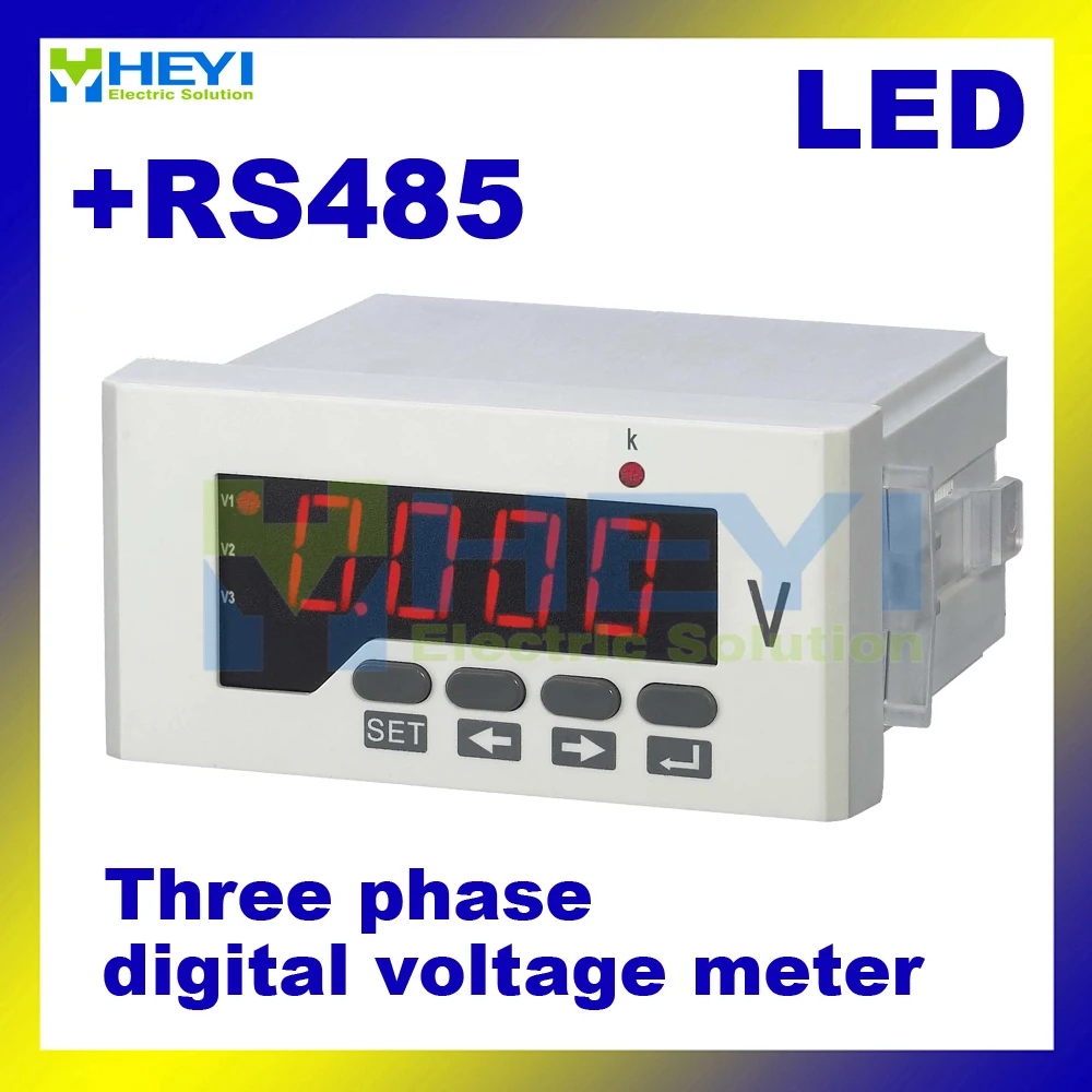 Трехфазный Мини цифровой вольтметр HY-3AV серии ac dc Вольтметр класса 0,5 измерительный инструмент с RS485 связи