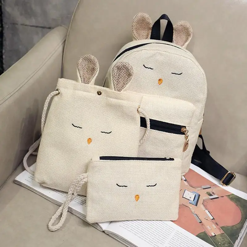 3 шт./компл. прекрасный кролик Kawaii Bookbag мягкие рюкзаки для школьная сумка для девочек-подростков сумка через плечо, Клатч женский Mochila Feminina