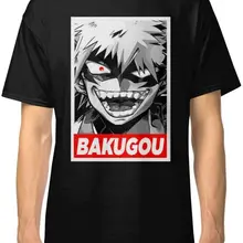 Новинка футболка для мужчин катсуки Bakugo Boku No Hero черные футболки одежда