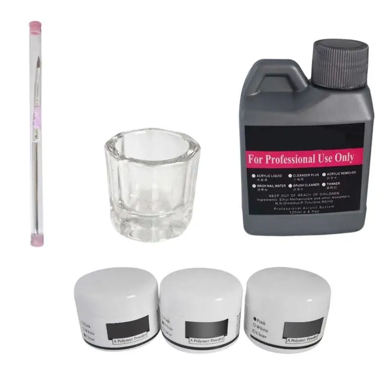 

Manicure Set Acrylic Liquid 3 Colors Crystal Powder Nail Art Kit Brush Tools for Woman Home Bueaty Shop