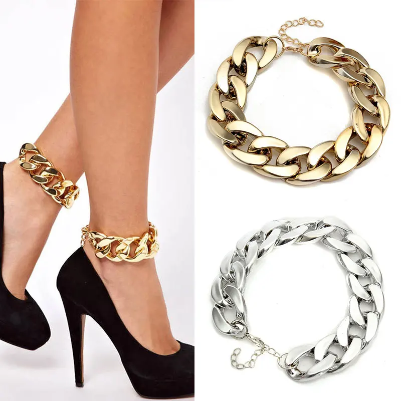 

Fashion Chic Chunky Ankle Chain Foot Barefoot Sandal Beach Anklet Golden Silver For Women Fashion Jewelry 88 KQS