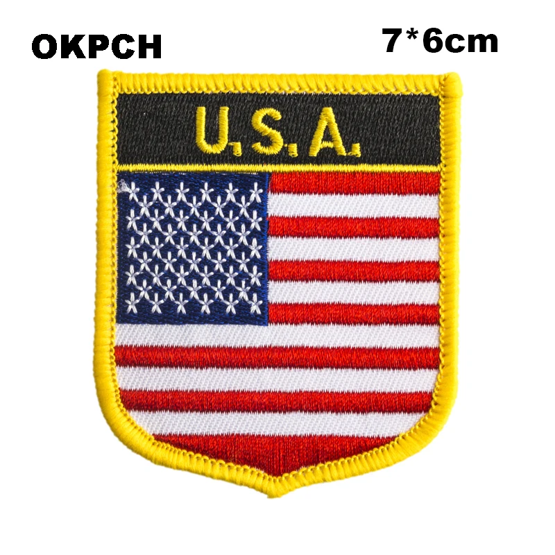 

U.S.A. Shield Shape Iron-on Flag Patch Embroidered Saw on Badges Patches for Clothing PT0121-S