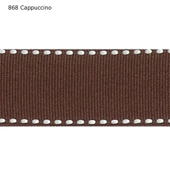

7/8" inch 22mm White stitched Cappuccino grosgrain ribbon
