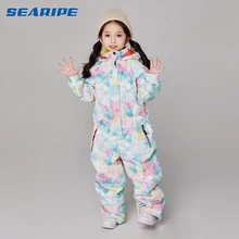 SEARIPE/Зимний лыжный костюм для девочек; детская Водонепроницаемая теплая куртка для сноуборда; Лыжная куртка; брюки для сноуборда; Лыжная зимняя одежда