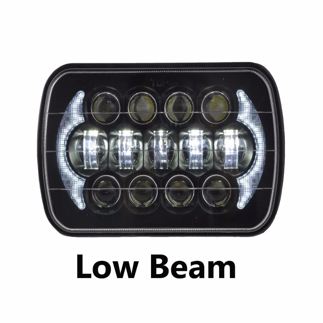 Black 85W 7x6" 5X7" LED Projector Headlight Hi-Lo Beam DRL For Jeep Cherokee XJ