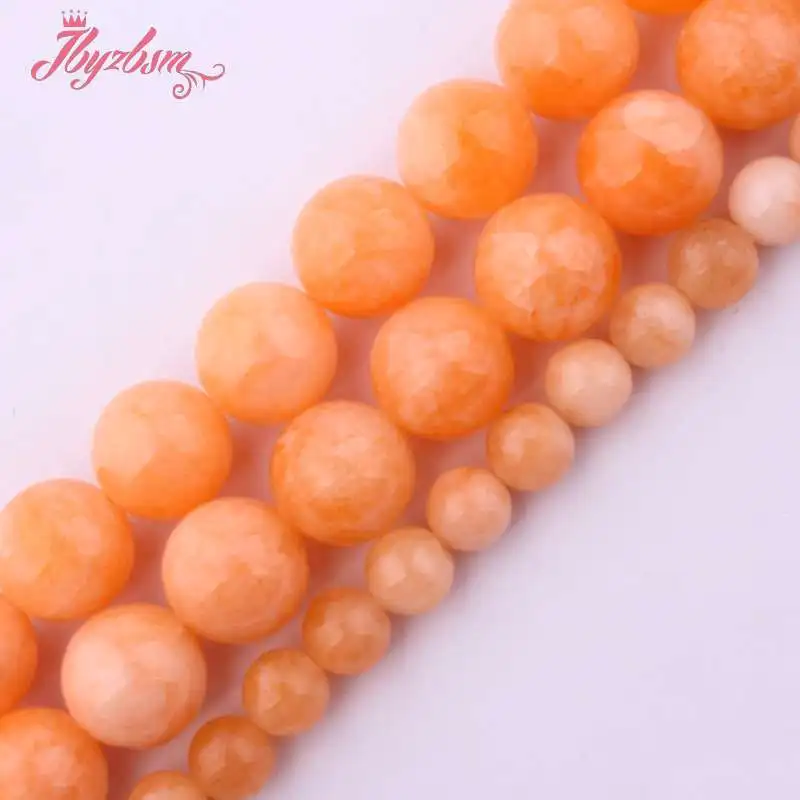 6 8 10 12mm Smooth Round Beads Ball Orange Candy Jades Stone For DIY Necklace Bracelets Jewelry Making 15&quot Free Shipping | Украшения и