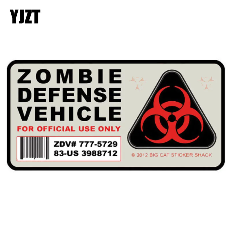 

YJZT 12.7CM*6.5CM Amusing Zombie Defense Vehicle Car Sticker Car Window Decal Motorcycle Parts C1-7466